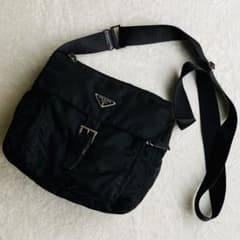 極美品✨PRADA テスートナイロン ショルダーバッグ 三角ロゴ 黒 白タグ 
