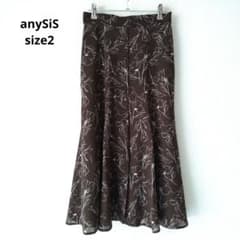 any SiS 씻을 수 있는 머메이드 라인 플라워 프린트 스커트 차 M