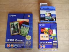 【エプソン純正】写真用紙　未使用　光沢L版、絹目調A3、おまけ付きのサムネイル