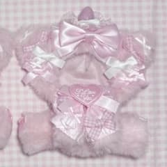 【Pink Rose×いちごクレープ♡ねこさん】 おすわりぬい服 16cm いちごぱふぇねこちゃん】ちびぐるみ おすわりぬい服 - メルカリ