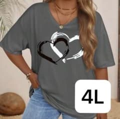 【新品】大きいBIGサイズ 4L Vネック半袖Tシャツ (ダークグレー)ロング丈のサムネイル