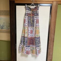 【美品】　エスニック柄　パッチワーク風　ロングワンピース　マキシ丈　フリーサイズのサムネイル