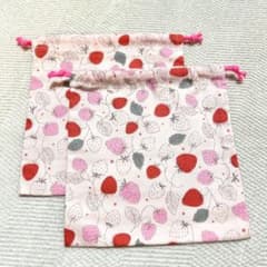 いちご柄 小さめ巾着袋 2点セット 小物入れのサムネイル