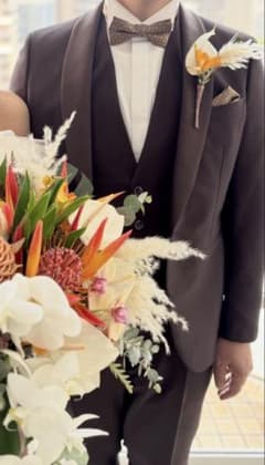 蝶ネクタイ　ポケットチーフ2点セット 結婚式披露宴新郎メンズ小物のサムネイル