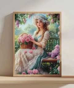 11CTクロスステッチキット少女と花の刺繍作成キット30×40cm - メルカリ