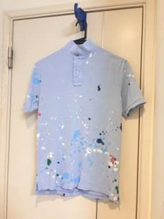 POLO RALPH LAUREN ペイント加工 ポロシャツ ライトブルー XSのサムネイル