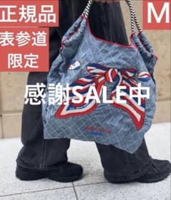 ［Ｌ］表参道店限定☆ Ball＆Chain スカーフ リボン柄 デニム ✨Ball＆Chain スカーフ リボン柄 デニム M 表参道店限定 完売 希少