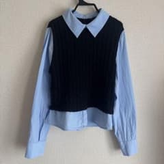ZARA レイヤード 長袖シャツ ニットベスト Mのサムネイル