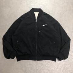90s NIKE リバーシブル ボンバージャケット L 黒 白 中綿キルティング 