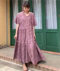 5分袖刺繍レースティアードワンピースのサムネイル