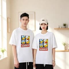 未使用 ドナルドダック プリント 親子お揃いコーデ 半袖 T シャツ BX115のサムネイル
