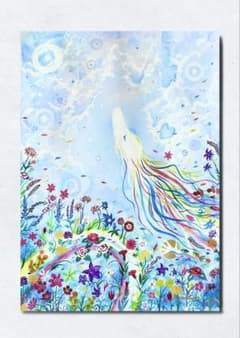 ありりん0703☆ 秋の花々と虹龍 絵画 アクリル画 開運絵画 龍ノツカイ ありりん0703様専用☆ 秋の花々と虹龍 絵画 アクリル画 開運絵画