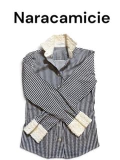 NARACAMICIE 長袖シャツ ストライプ レース襟 0のサムネイル