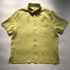 ★エルメス★HERMES リネン半袖シャツ ライトグリーン ライム ボタンダウン ☆エルメス☆HERMES リネン半袖シャツ ライトグリーン ライム ボタン