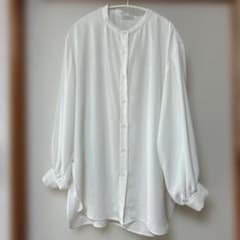 ノーカラー　シャツ　ロング