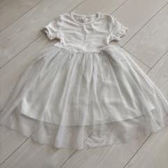 H&M ラメチュール 半袖ワンピース ホワイト 98-104cmのサムネイル