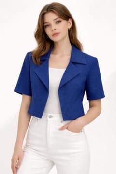 MARNI／マルニ シルクジャケット 紺 七分袖 イタリア製 36 ショート丈