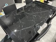 ニトリ 伸縮式 ダイニングテーブル 大理石調 ガラス - メルカリ