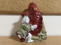珍品　産地不明　鯉抱き童子　土人形のサムネイル