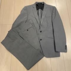 メンズ　men's スーツ　セットアップ　夏物　グレー　M ストライプ　ビジネス