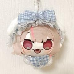 ④にじまるっと　ぬい服 ヘッドドレス　スタイ　チェック リボン　水色　うさぎのサムネイル