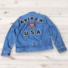 AVIREX TYPE BLUE デニムジャケット L 背面ロゴ 刺繍 AVIREX TYPE BLUE デニムジャケット L 背面ロゴ 刺繍 - メルカリ
