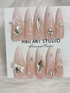 【現品】ベイビーブーマーネイルチップ ガーリースナ系 韓国風 ワンホン スナ系のサムネイル