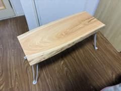 ヒノキ耳付き　一枚板　脚付き　ローテーブル　オイル塗装　美木目 職人作品 週末セールヒノキ耳付き 一枚板 脚付き ローテーブル オイル塗装美木目