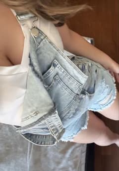 デニムサロペット ショートパンツ オーバーオールのサムネイル