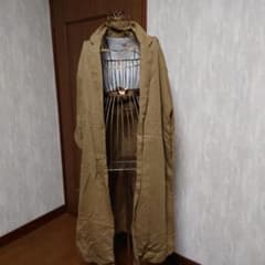 カーキ ロングコート シンプルデザイン 綿55 麻45 - メルカリ