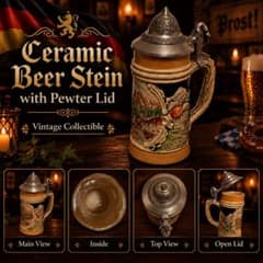 Mittenwald 蓋付きビアジョッキ 陶器　ビンテー　コレクター向けのサムネイル
