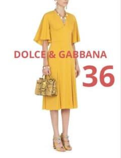 Dolce & gabbana イエロー フレアスリーブ ワンピース　ドレス Dolce & gabbana イエロー フレアスリーブ ワンピース ドレス - メルカリ