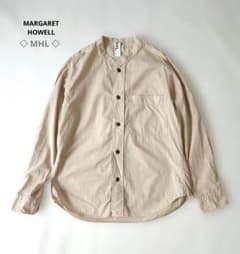MARGARET HOWELL　MHL　ノーカラー　シャツ　ベージュ　ブラウン MARGARET HOWELL MHL ノーカラー シャツ ベージュ ブラウン - メルカリ