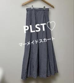 PLST 플러스테 깅엄 체크 플레어 스커트 S