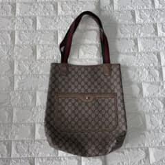 GUCCI GG シェリーライン トートバッグ ブラウン レザー ロゴ A4収納