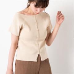 ワンショルリブ釦Tee ベージュのサムネイル