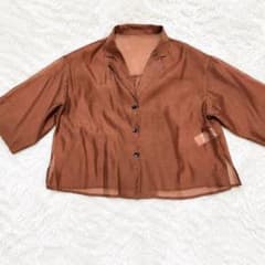LOWRYS FARM サイズ1 ラメシアーシャツ 茶ふのサムネイル