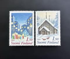 海外切手 未使用 外国切手 フィンランド 1989年 クリスマス 2種完