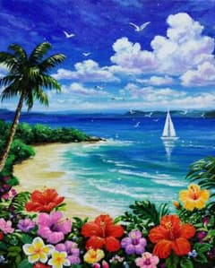 碧い海】アクリル画 F3 風景画 絵画 - メルカリ
