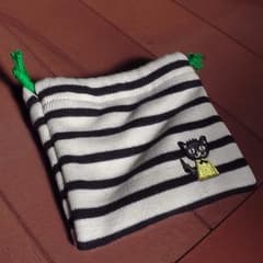 ハンドメイド　ミニ巾着　三二ポーチ　ねこのワッペンがかわいいです！のサムネイル