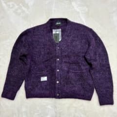 新品 Schott ショット モヘア ニット カーディガン パープル M 短丈