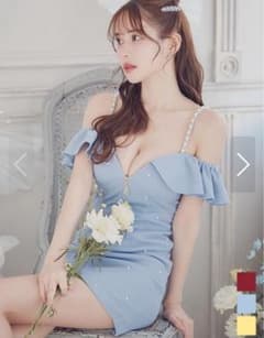 Jewels キャバドレス 水色 パール オフショルダー ミニドレス Sサイズ