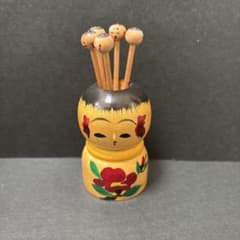 木製 日本人形 工芸品 こけし 楊枝 楊枝入れのサムネイル