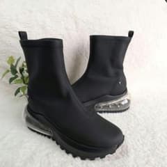 【YELLO】Air Clear Sole Sock Boots L, Platform, Black