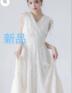 【値下げ】La lune ラリューンノースリーブフリンジジャガードワンピースのサムネイル