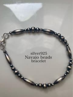 ナバホ ビーズ パール シルバー silver 925 ブレスレット 燻銀 19