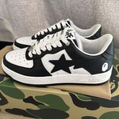 APE bapesta ホワイト ブラック レザー265cm - メルカリ