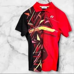 ヨネックス　バトミントン 卓球 ウェア 半袖 レッド　【L】 美品　レディース