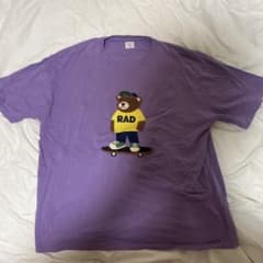 QUASH クルーネックTシャツ ベア刺繍 パープル Mサイズのサムネイル
