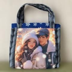 ミニトートバッグ　チャンキー風　リアルニット柄